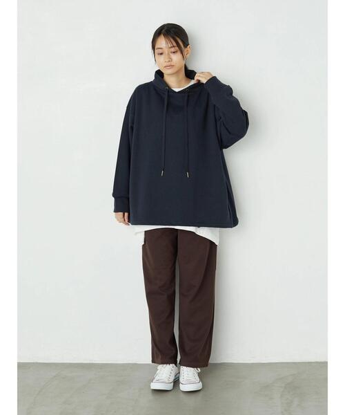 AMERICAN HOLIC（アメリカンホリック）の「スタンドカラー裾ドロスト裏毛プルオーバー　＊（Tシャツ/カットソー・レディース・ライトグレー/ベージュ/モカ/ネイビー・L/M）」の6枚目の写真