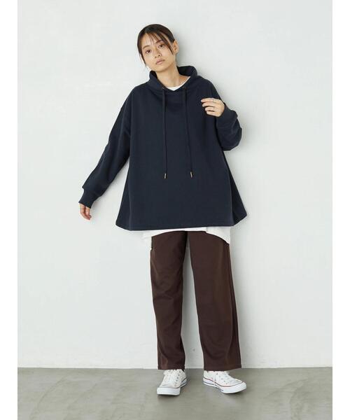 AMERICAN HOLIC（アメリカンホリック）の「スタンドカラー裾ドロスト裏毛プルオーバー　＊（Tシャツ/カットソー・レディース・ライトグレー/ベージュ/モカ/ネイビー・L/M）」の12枚目の写真