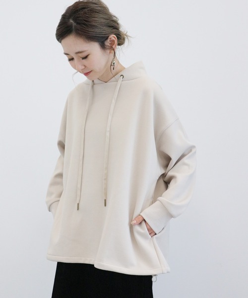 AMERICAN HOLIC（アメリカンホリック）の「スタンドカラー裾ドロスト裏毛プルオーバー　＊（Tシャツ/カットソー・レディース・ライトグレー/ベージュ/モカ/ネイビー・L/M）」の2枚目の写真