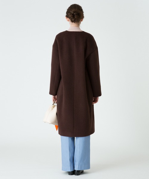 新品 ルルウィルビー モヘヤシャギーノーカラーコート 2 M ダークブラウン LOULOU WILLOUGHBY】モヘヤシャギーノーカラーコート