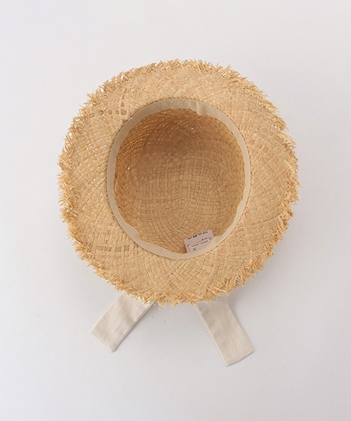 petit main(プティマイン)の「UVケア リボンつきラフィアカンカン帽(ハット・キッズ・アイボリー/ピンク・50㎝/52cm/54cm)」の8枚目の写真