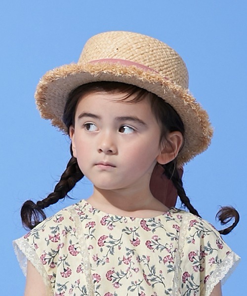 petit main(プティマイン)の「UVケア リボンつきラフィアカンカン帽(ハット・キッズ・アイボリー/ピンク・50㎝/52cm/54cm)」の19枚目の写真
