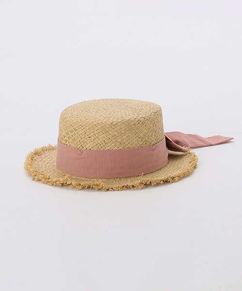 petit main(プティマイン)の「UVケア リボンつきラフィアカンカン帽(ハット・キッズ・アイボリー/ピンク・50㎝/52cm/54cm)」の15枚目の写真