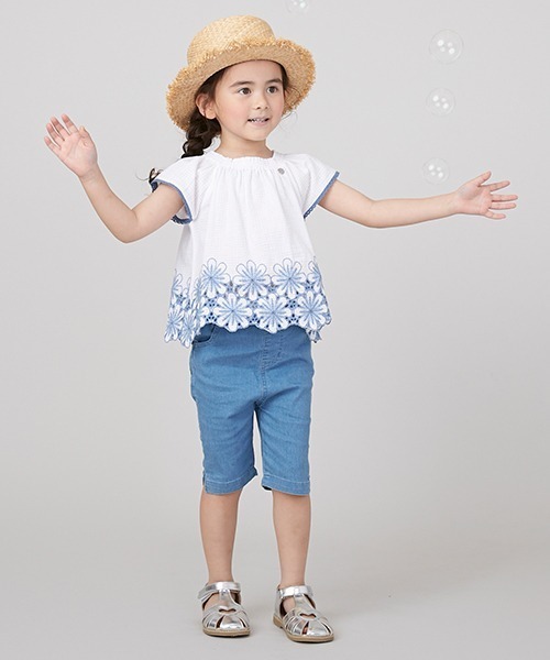 petit main(プティマイン)の「UVケア リボンつきラフィアカンカン帽(ハット・キッズ・アイボリー/ピンク・50㎝/52cm/54cm)」の10枚目の写真