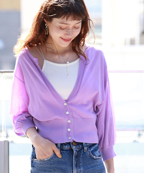 Ray BEAMS（レイビームス）の「Ray BEAMS / キーネック 7分袖 カーディガン（カーディガン/ボレロ・レディース・ブラック/イエロー/パープル系その他2・ONE SIZE）」の19枚目の写真