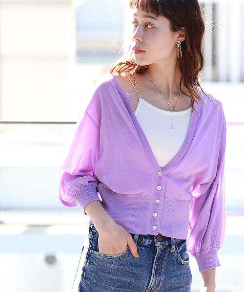 Ray BEAMS（レイビームス）の「Ray BEAMS / キーネック 7分袖 カーディガン（カーディガン/ボレロ・レディース・ブラック/イエロー/パープル系その他2・ONE SIZE）」の20枚目の写真