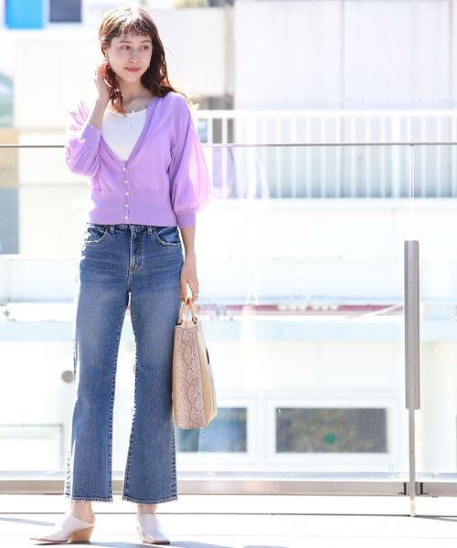 Ray BEAMS（レイビームス）の「Ray BEAMS / キーネック 7分袖 カーディガン（カーディガン/ボレロ・レディース・ブラック/イエロー/パープル系その他2・ONE SIZE）」の22枚目の写真