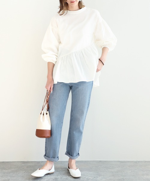 reca（レカ）の「美シルエット　ハイウエストストレートデニム（デニムパンツ・レディース・サックスブルー/ネイビー・L/M）」の4枚目の写真