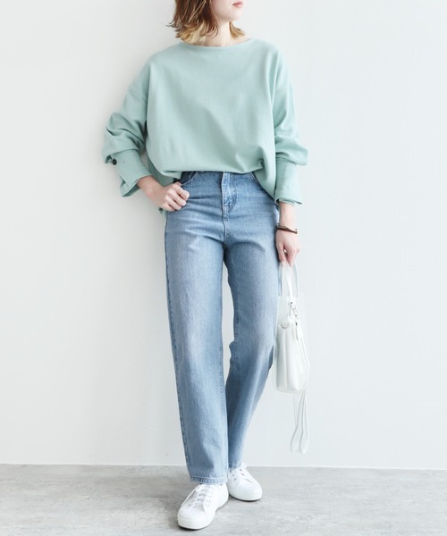 reca（レカ）の「美シルエット　ハイウエストストレートデニム（デニムパンツ・レディース・サックスブルー/ネイビー・L/M）」の7枚目の写真