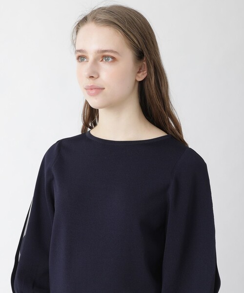 【概ね良好】ブルーレーベルクレストブリッジアセテートストレッチボートネックニット BLUE LABEL CRESTBRIDGE（ブルーレーベルクレストブリッジ）の