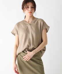 JET | ◆【ウォッシャブル】フレンチリネンVネック半袖ブラウス(シャツ/ブラウス)