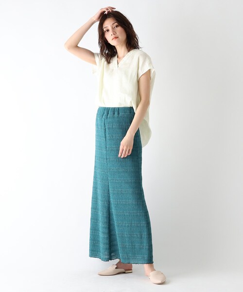 JET（ジェット）の「◆【ウォッシャブル】フレンチリネンVネック半袖ブラウス（シャツ/ブラウス・レディース・ホワイト/チャコールグレー/ベージュ/レモンイエロー/パープル系4・80/04）」の11枚目の写真