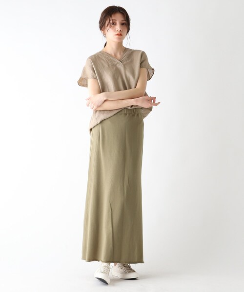 JET（ジェット）の「◆【ウォッシャブル】フレンチリネンVネック半袖ブラウス（シャツ/ブラウス・レディース・ホワイト/チャコールグレー/ベージュ/レモンイエロー/パープル系4・80/04）」の12枚目の写真