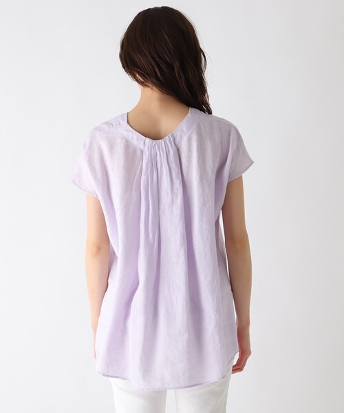 JET（ジェット）の「◆【ウォッシャブル】フレンチリネンVネック半袖ブラウス（シャツ/ブラウス・レディース・ホワイト/チャコールグレー/ベージュ/レモンイエロー/パープル系4・80/04）」の20枚目の写真