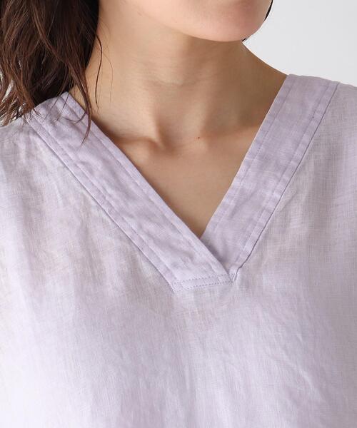 JET（ジェット）の「◆【ウォッシャブル】フレンチリネンVネック半袖ブラウス（シャツ/ブラウス・レディース・ホワイト/チャコールグレー/ベージュ/レモンイエロー/パープル系4・80/04）」の21枚目の写真
