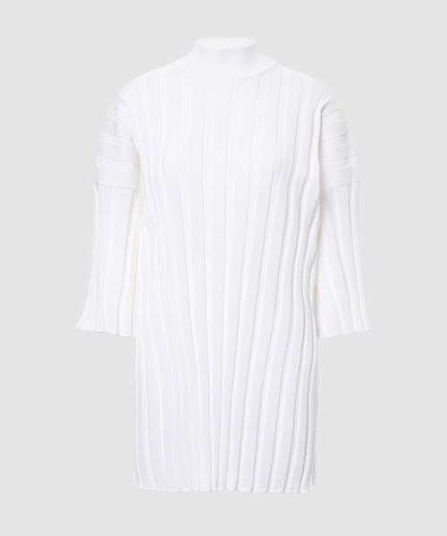 MAISON EUREKA（メゾンエウレカ）の「STRIPE RIB MOCK NECK（ニット/セーター・レディース・マスタード/ブルー系その他/ピンク系その他/ホワイト・FREE）」の2枚目の写真