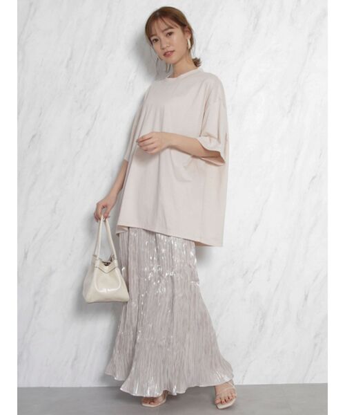 dazzlin（ダズリン）の「フォトメッセージオーバーTシャツ（Tシャツ/カットソー・レディース・グレー/オフホワイト/ベージュ/オレンジ・FREE）」の10枚目の写真