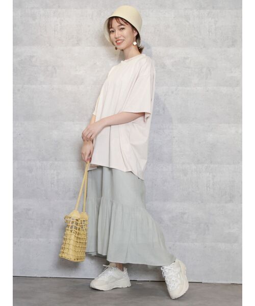 dazzlin（ダズリン）の「フォトメッセージオーバーTシャツ（Tシャツ/カットソー・レディース・グレー/オフホワイト/ベージュ/オレンジ・FREE）」の15枚目の写真