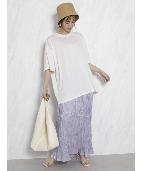 dazzlin（ダズリン）の「フォトメッセージオーバーTシャツ（Tシャツ/カットソー・レディース・グレー/オフホワイト/ベージュ/オレンジ・FREE）」の17枚目の写真