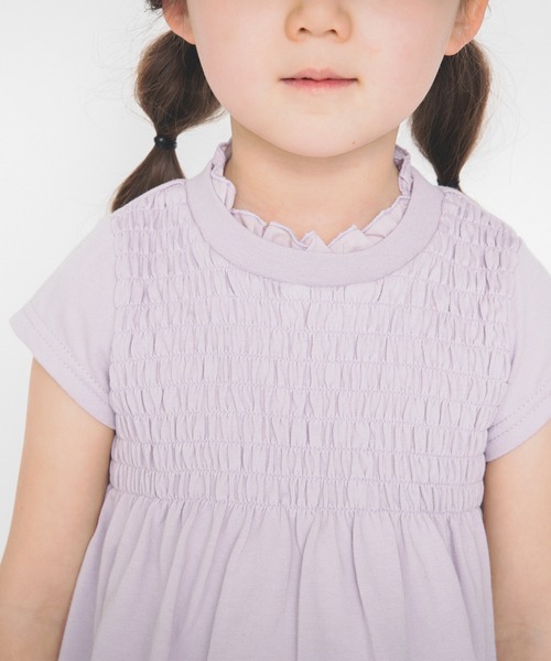 BRANSHES（ブランシェス）の「シャーリング半袖チュニック（チュニック・キッズ・ブラック/カーキ/ピンク・130cm/140cm/150cm/100cm/110cm/90cm/120cm）」の4枚目の写真