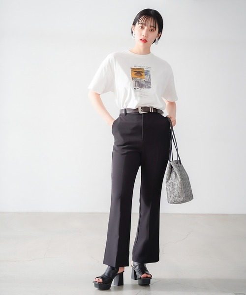 PAGEBOY（ページボーイ）の「アナログアートTシャツ（Tシャツ/カットソー・レディース・オフホワイト/ブラック・FREE）」の3枚目の写真