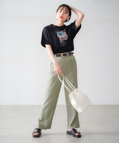 PAGEBOY（ページボーイ）の「アナログアートTシャツ（Tシャツ/カットソー・レディース・オフホワイト/ブラック・FREE）」の5枚目の写真