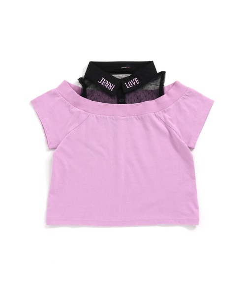 JENNI love（ジェニィラブ）の「シャツドッキング肩あきＴシャツ（Tシャツ/カットソー・キッズ・ブラック/サックスブルー/ラベンダー・130cm/140cm/150cm/160cm）」の3枚目の写真