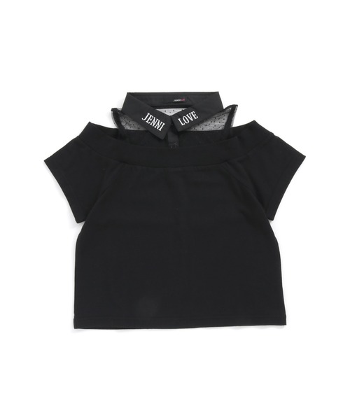 JENNI love（ジェニィラブ）の「シャツドッキング肩あきＴシャツ（Tシャツ/カットソー・キッズ・ブラック/サックスブルー/ラベンダー・130cm/140cm/150cm/160cm）」の2枚目の写真