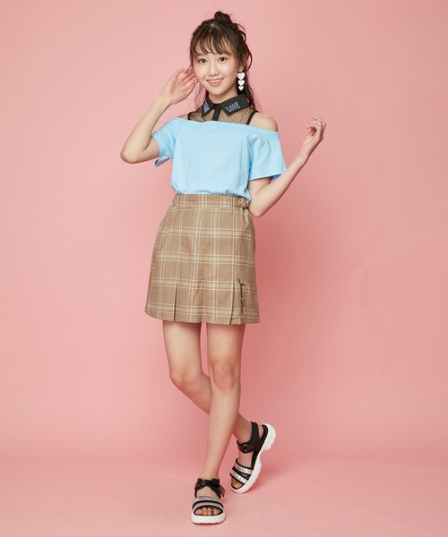 JENNI love（ジェニィラブ）の「シャツドッキング肩あきＴシャツ（Tシャツ/カットソー・キッズ・ブラック/サックスブルー/ラベンダー・130cm/140cm/150cm/160cm）」の5枚目の写真