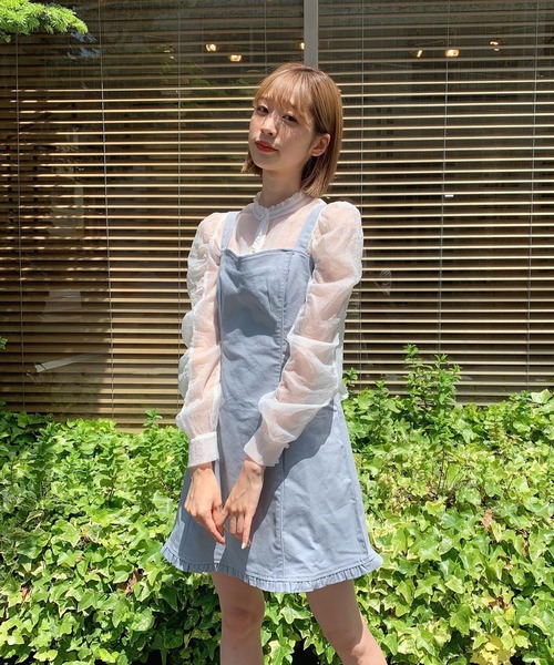 TITTY&CO.（ティティーアンドコー）の「バックリボンミニジャンスカ（ワンピース・レディース・ライトブルー/インディゴブルー/グリーン・SMALL/MEDIUM）」の5枚目の写真