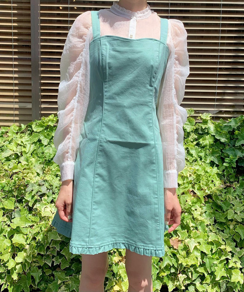 TITTY&CO.（ティティーアンドコー）の「バックリボンミニジャンスカ（ワンピース・レディース・ライトブルー/インディゴブルー/グリーン・SMALL/MEDIUM）」の11枚目の写真