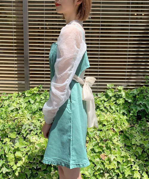 TITTY&CO.（ティティーアンドコー）の「バックリボンミニジャンスカ（ワンピース・レディース・ライトブルー/インディゴブルー/グリーン・SMALL/MEDIUM）」の6枚目の写真