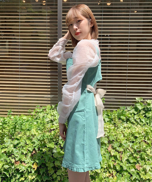 TITTY&CO.（ティティーアンドコー）の「バックリボンミニジャンスカ（ワンピース・レディース・ライトブルー/インディゴブルー/グリーン・SMALL/MEDIUM）」の9枚目の写真