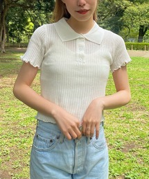 WEGO/ニットメッシュ半袖ポロシャツ