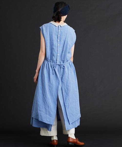 Malle(マル)の「malle 60/-Linen ワークエプロンドレス(ワンピース・レディース・サックスブルー/ボルドー/キナリ・FREE)」の12枚目の写真