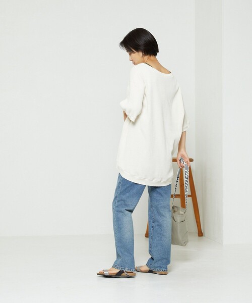 FREAK'S STORE(フリークスストア)の「ダメージワッフルVネックTシャツ(Tシャツ/カットソー・レディース・ピンク/ブラック/オフホワイト/ブルーグリーン・フリ-)」の7枚目の写真