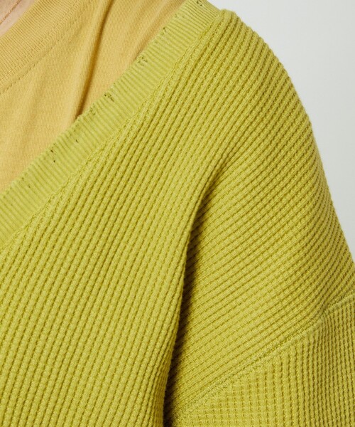 FREAK'S STORE(フリークスストア)の「ダメージワッフルVネックTシャツ(Tシャツ/カットソー・レディース・ピンク/ブラック/オフホワイト/ブルーグリーン・フリ-)」の18枚目の写真