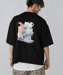COOLダンボール コラージュアートプリント ワイドシルエット Tシャツ