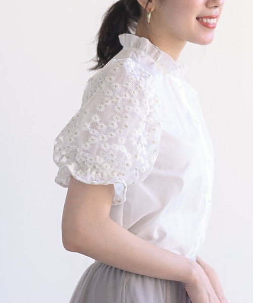 トップスレース袖フリルネックブラウス シャツ ブラウス Rps アールピーエス のファッション