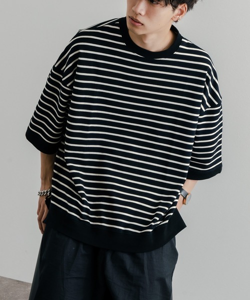 epnok(エプノック)の「ベーシックルーズボーダーTee(Tシャツ/カットソー・メンズ・ブラック/オフホワイト・SMALL/MEDIUM/LARGE)」の1枚目の写真