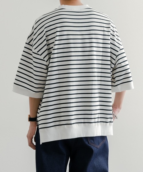 epnok(エプノック)の「ベーシックルーズボーダーTee(Tシャツ/カットソー・メンズ・ブラック/オフホワイト・SMALL/MEDIUM/LARGE)」の11枚目の写真