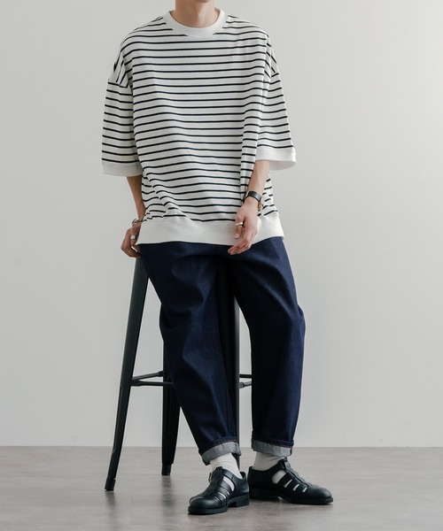 epnok(エプノック)の「ベーシックルーズボーダーTee(Tシャツ/カットソー・メンズ・ブラック/オフホワイト・SMALL/MEDIUM/LARGE)」の7枚目の写真