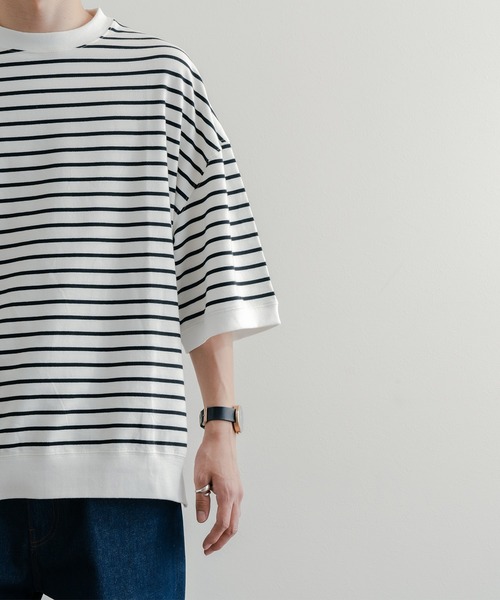 epnok(エプノック)の「ベーシックルーズボーダーTee(Tシャツ/カットソー・メンズ・ブラック/オフホワイト・SMALL/MEDIUM/LARGE)」の4枚目の写真