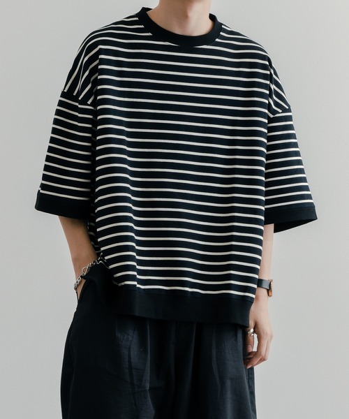 epnok(エプノック)の「ベーシックルーズボーダーTee(Tシャツ/カットソー・メンズ・ブラック/オフホワイト・SMALL/MEDIUM/LARGE)」の17枚目の写真