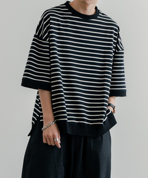 epnok(エプノック)の「ベーシックルーズボーダーTee(Tシャツ/カットソー・メンズ・ブラック/オフホワイト・SMALL/MEDIUM/LARGE)」の21枚目の写真