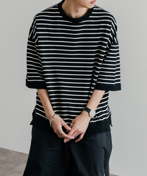 epnok(エプノック)の「ベーシックルーズボーダーTee(Tシャツ/カットソー・メンズ・ブラック/オフホワイト・SMALL/MEDIUM/LARGE)」の13枚目の写真