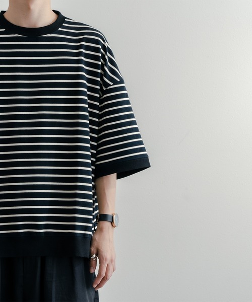 epnok(エプノック)の「ベーシックルーズボーダーTee(Tシャツ/カットソー・メンズ・ブラック/オフホワイト・SMALL/MEDIUM/LARGE)」の6枚目の写真