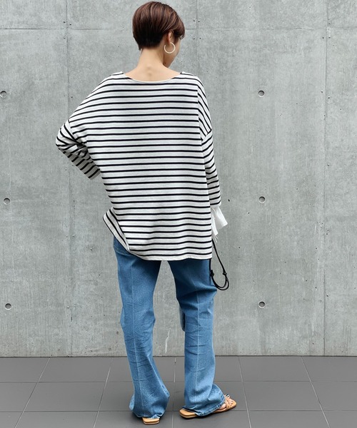 un dix cors（アンディコール）の「アレンジ自在で着回ししやすい　2way袖フリルボーダーカットソー（Tシャツ/カットソー・レディース・ネイビー/カーキ/ブラウン系その他・FREE）」の22枚目の写真