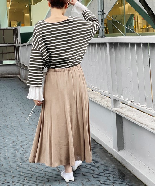 un dix cors（アンディコール）の「アレンジ自在で着回ししやすい　2way袖フリルボーダーカットソー（Tシャツ/カットソー・レディース・ネイビー/カーキ/ブラウン系その他・FREE）」の9枚目の写真