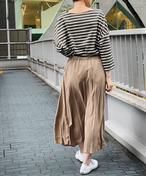 un dix cors（アンディコール）の「アレンジ自在で着回ししやすい　2way袖フリルボーダーカットソー（Tシャツ/カットソー・レディース・ネイビー/カーキ/ブラウン系その他・FREE）」の13枚目の写真